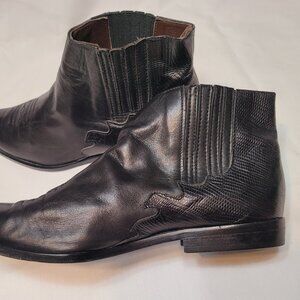 Vtg Guess by Georges Marciano Italy Black Leather Motorcycle Men Ankle Boots 8.5